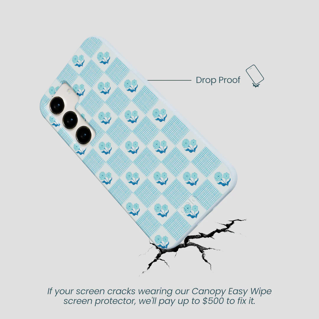 Powder Blue Garden Grid Samsung Galaxy S24 Case - Image 4