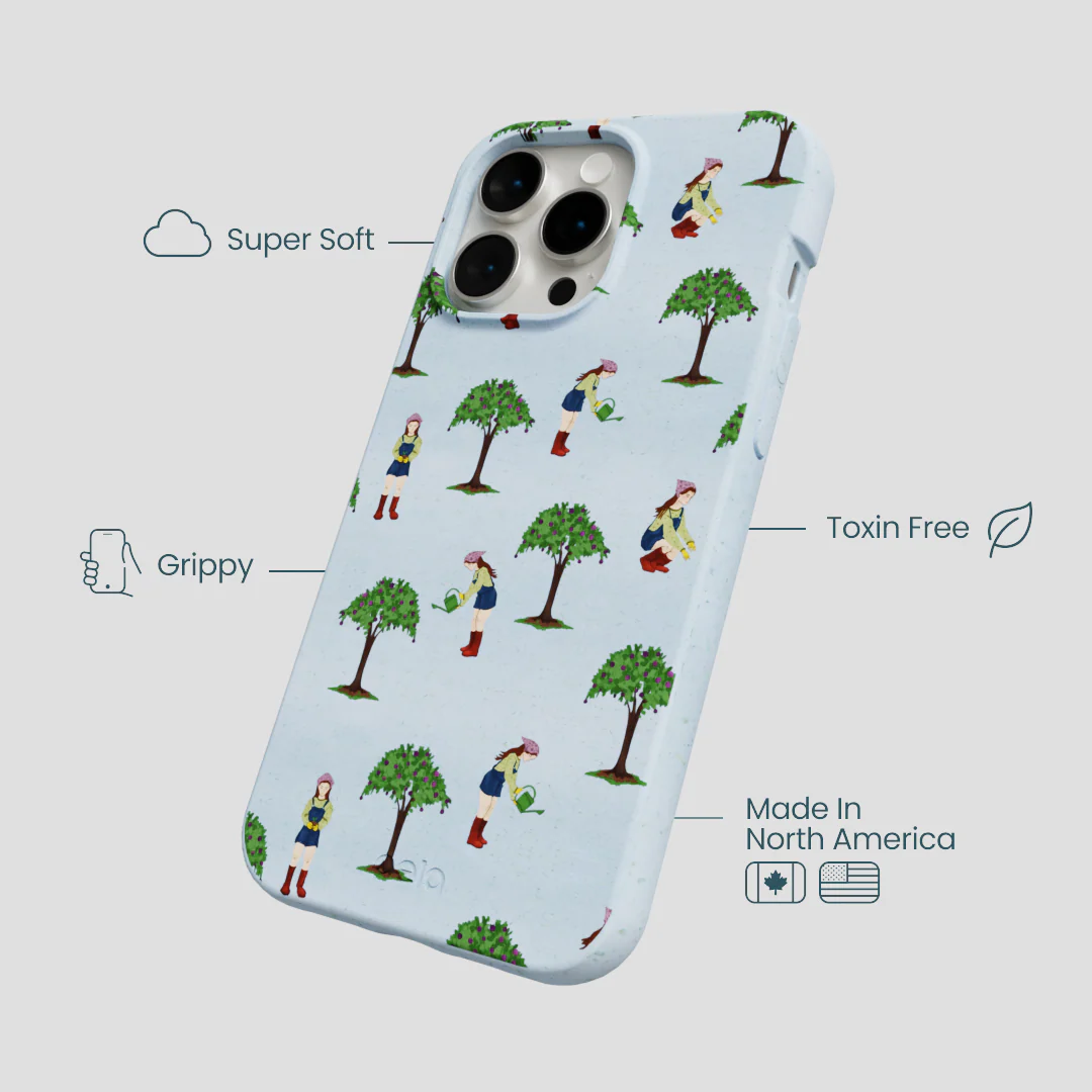 Powder Blue Gardening Girl iPhone 15 Pro Max Case - Image 4