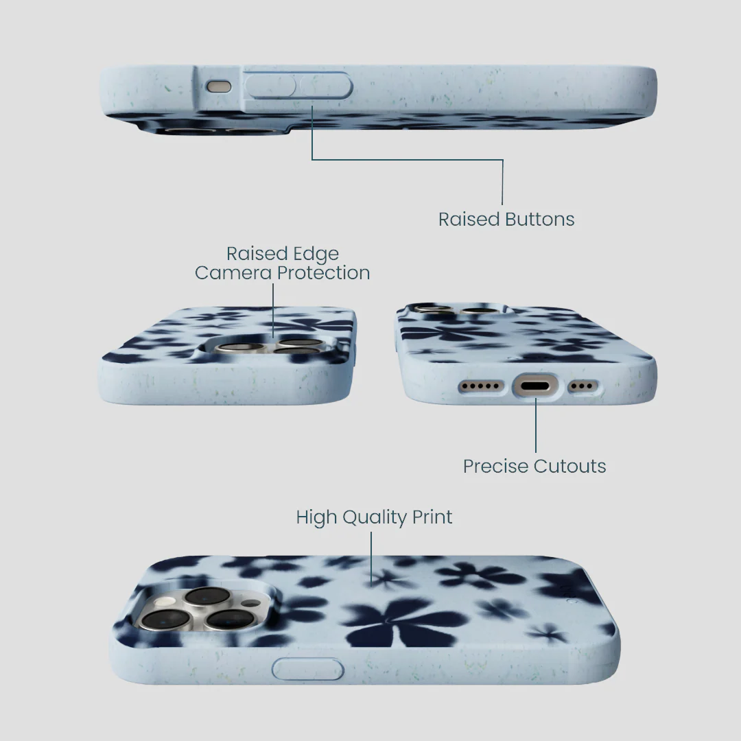 Powder Blue Hazy Daisies iPhone 15 Pro Case - Image 3