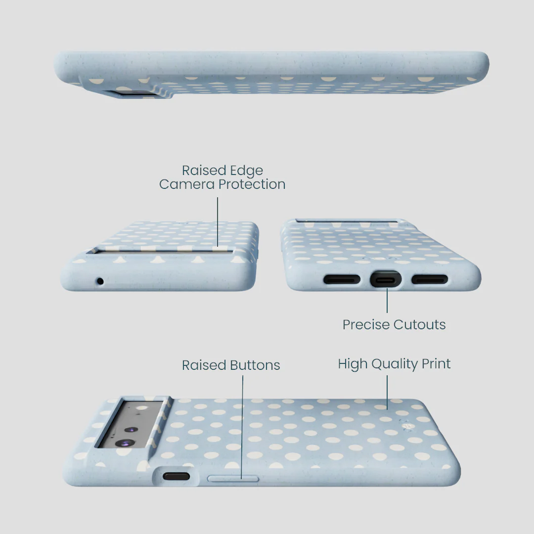 Powder Blue Indigo Dots Google Pixel 6a Case - Image 3