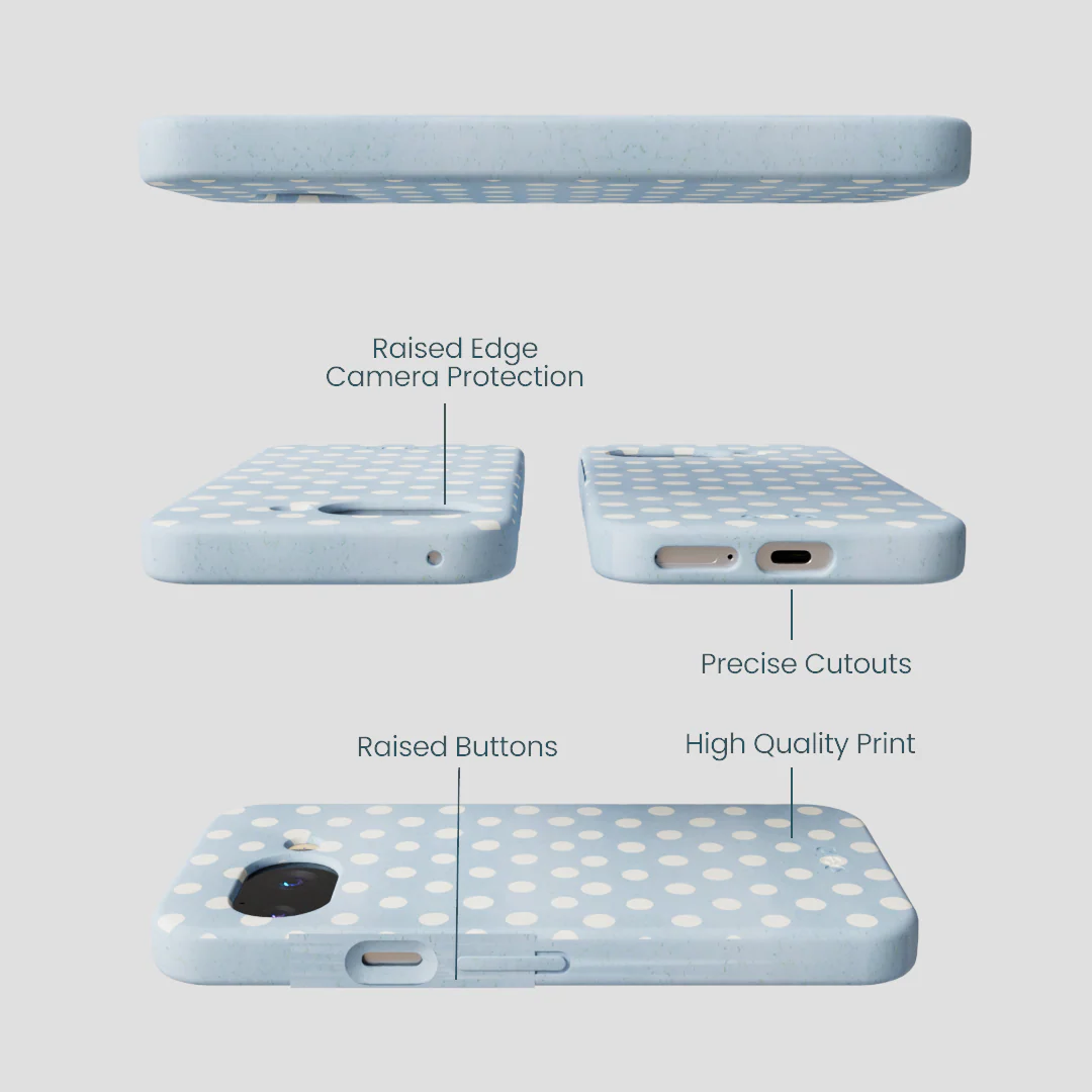 Powder Blue Indigo Dots Google Pixel 9a Case - Image 3