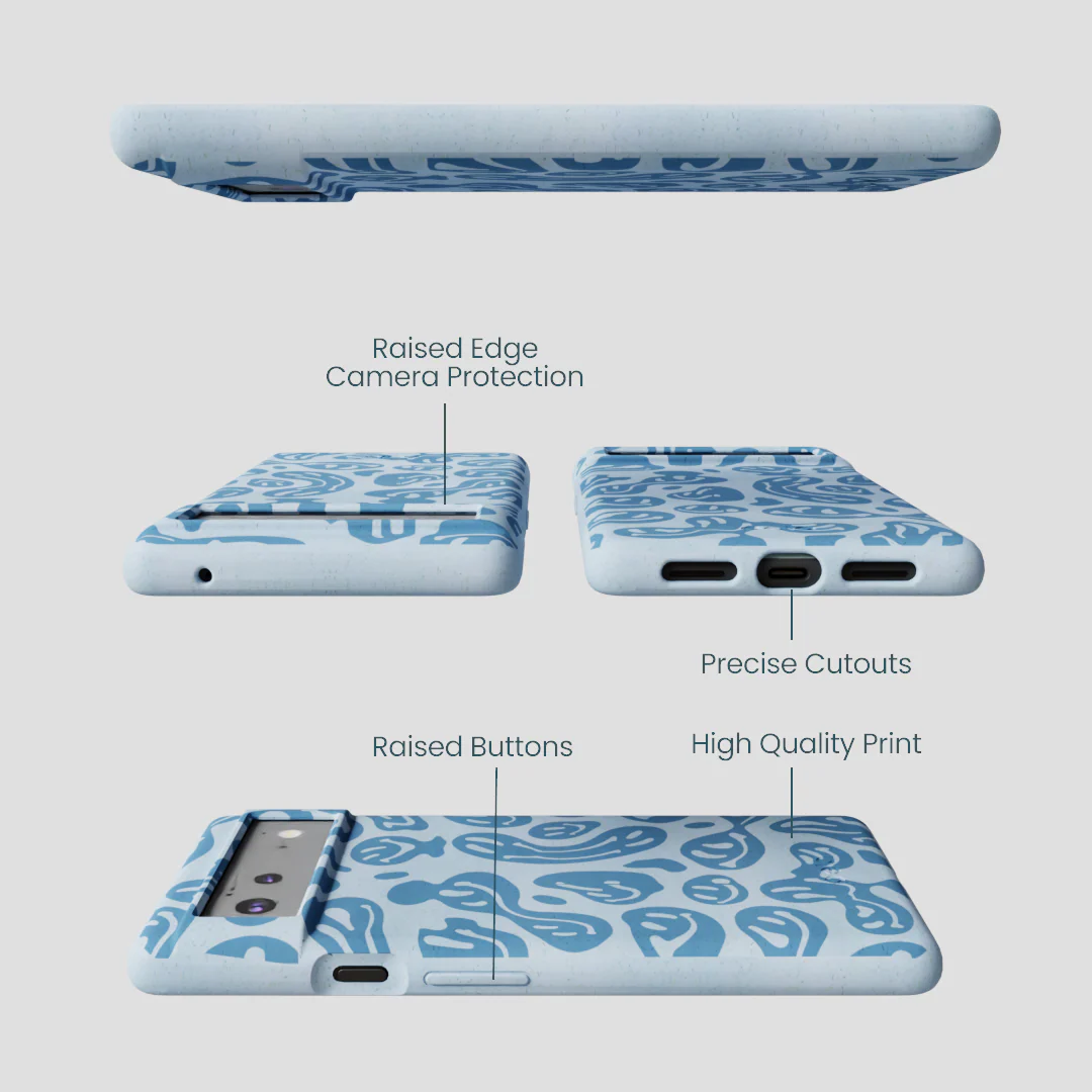 Powder Blue Melting Faces Google Pixel 6a Case - Image 2