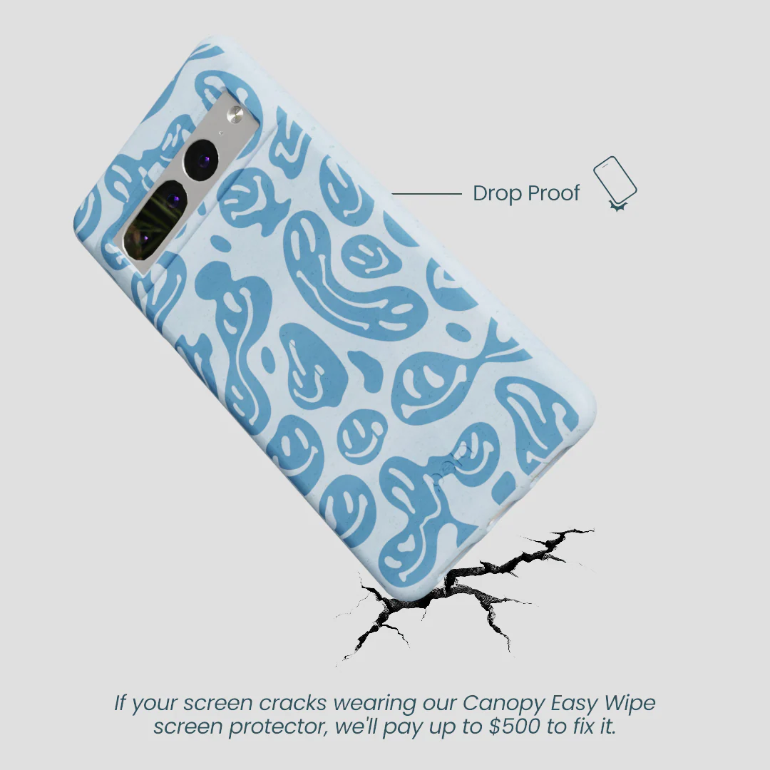Powder Blue Melting Faces Google Pixel 7 Pro Case - Image 4