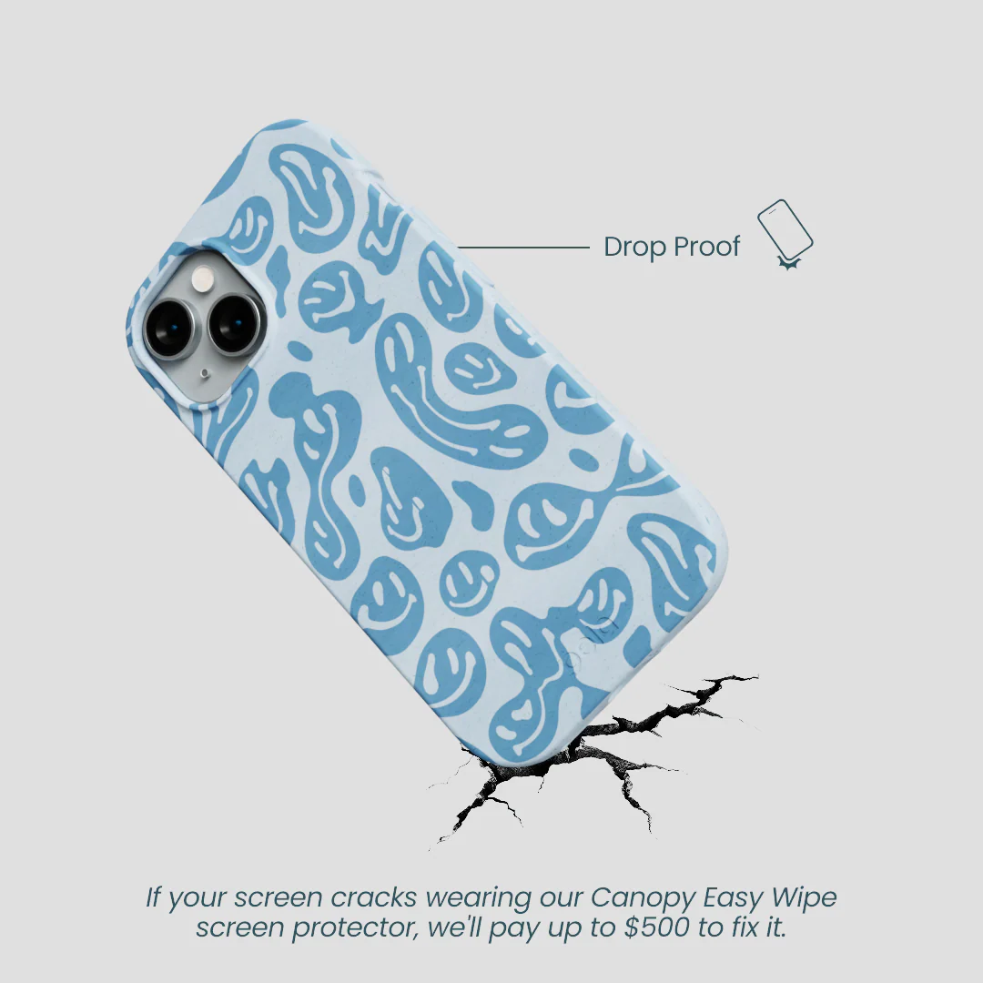 Powder Blue Melting Faces iPhone 14 Case - Image 4