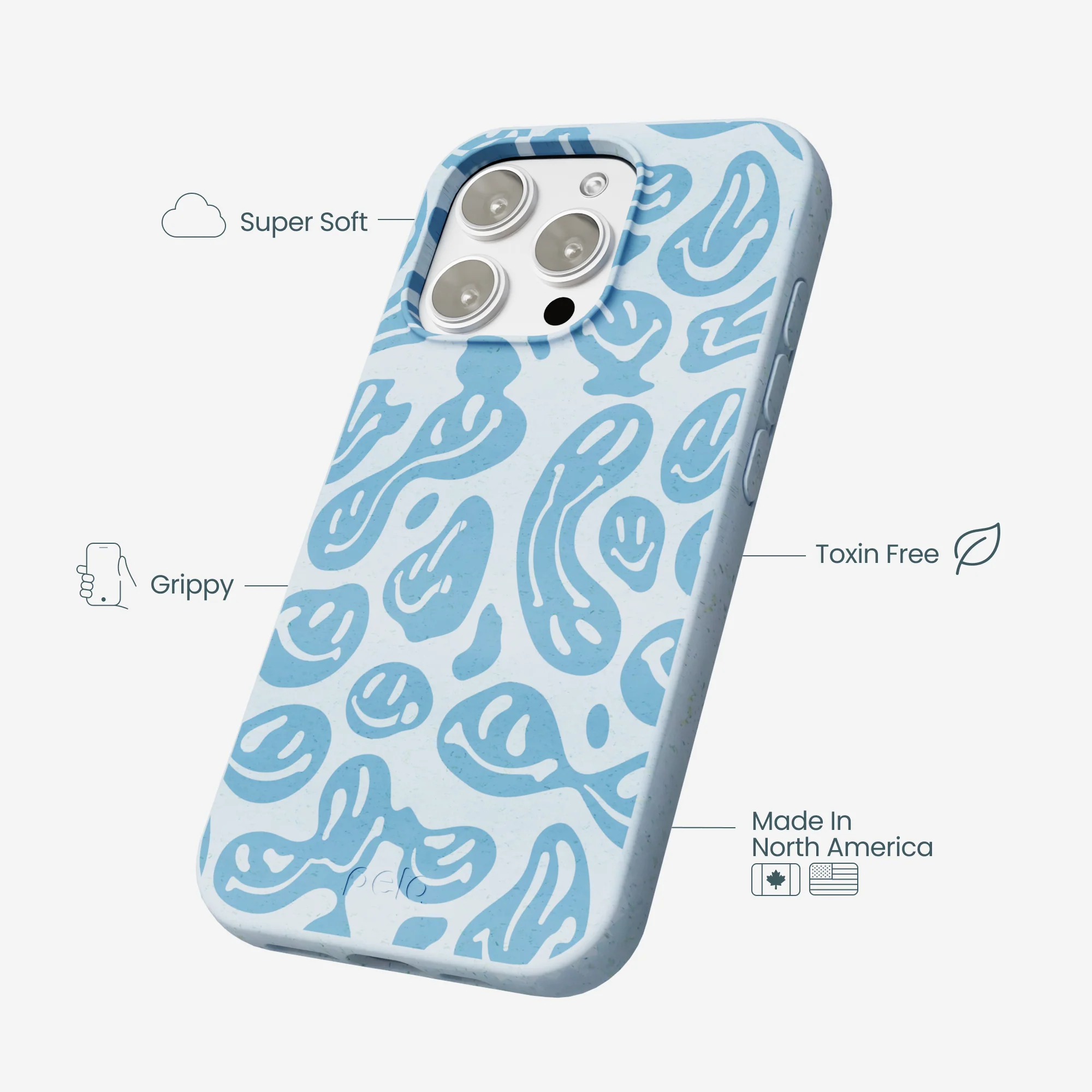 Powder Blue Melting Faces iPhone 16 Pro Max Case - Image 3