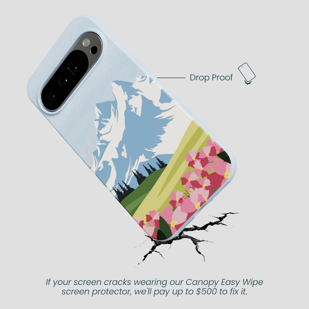 Powder Blue Mountains and Blooms Google Pixel 10 Pro XL Case - Image 4