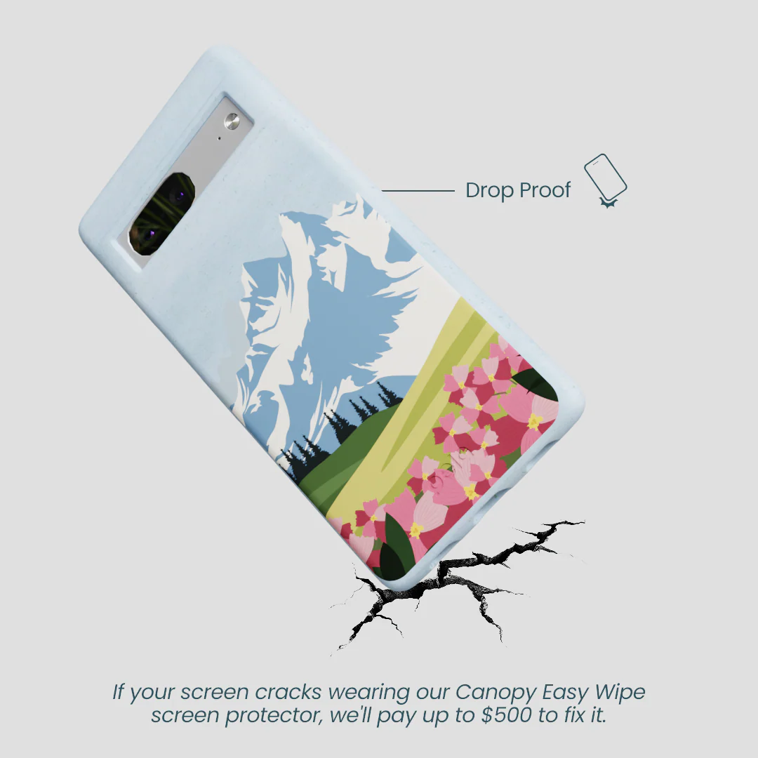 Powder Blue Mountains and Blooms Google Pixel 7 Case - Image 4