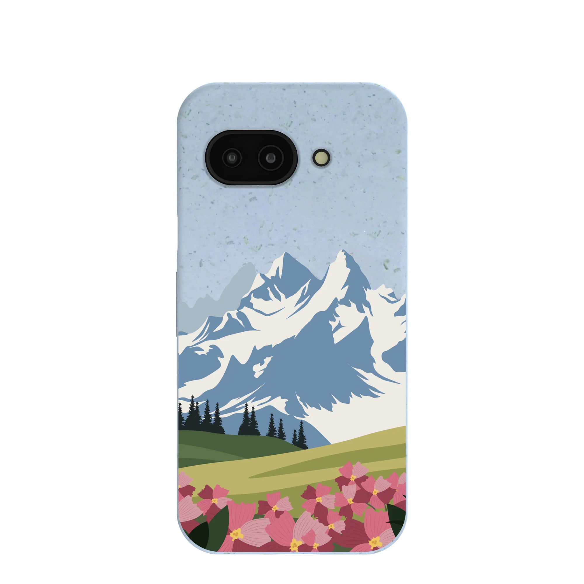 Powder Blue Mountains and Blooms Google Pixel 9a Case
