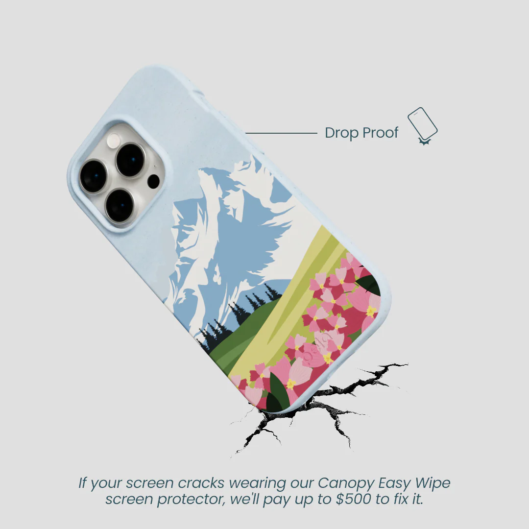 Powder Blue Mountains and Blooms iPhone 15 Pro Case - Image 5