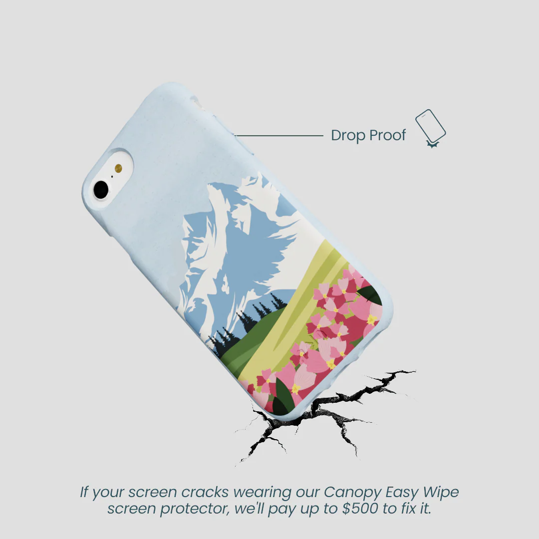 Powder Blue Mountains and Blooms iPhone 6/6s/7/8/SE Case - Image 4