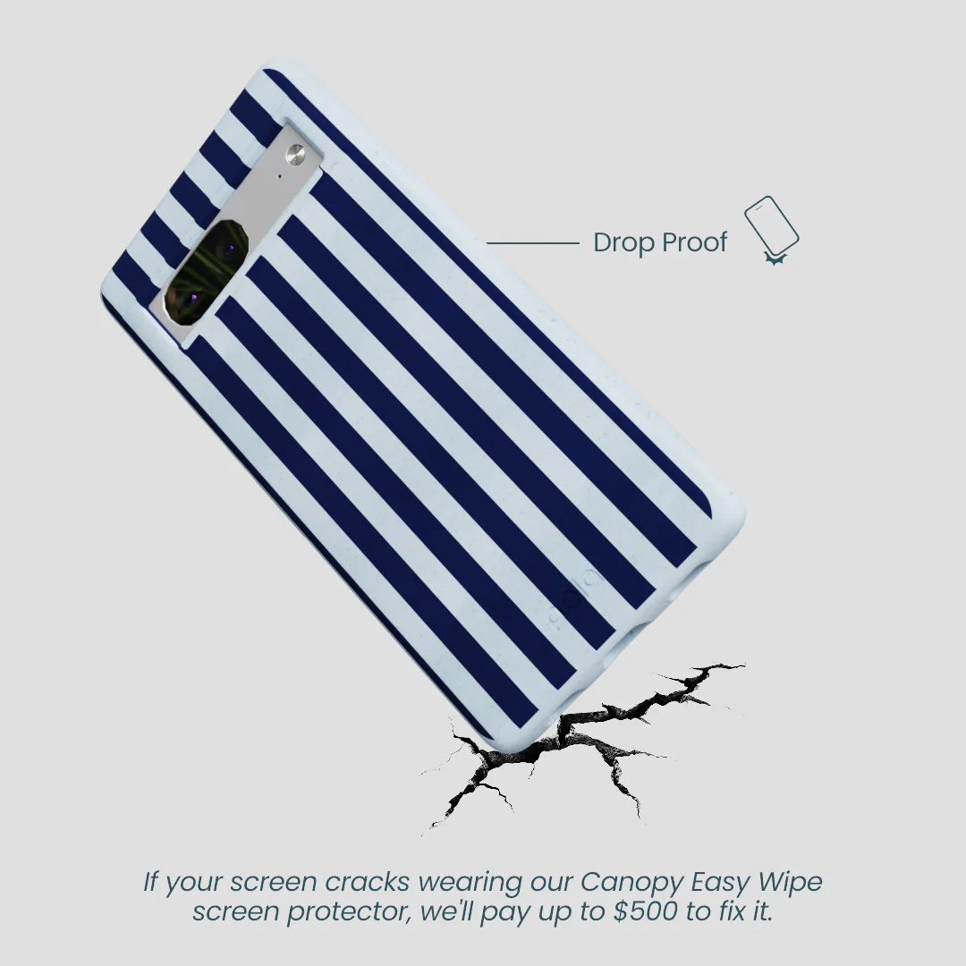 Powder Blue Navy Stripes Google Pixel 7 Case - Image 4