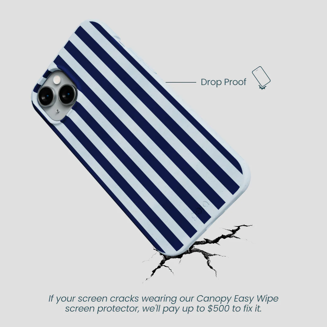 Powder Blue Navy Stripes iPhone 14 Plus Case - Image 5