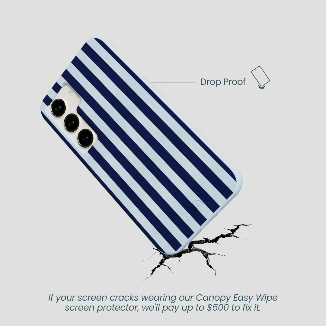 Powder Blue Navy Stripes Samsung Galaxy S24 Case - Image 4