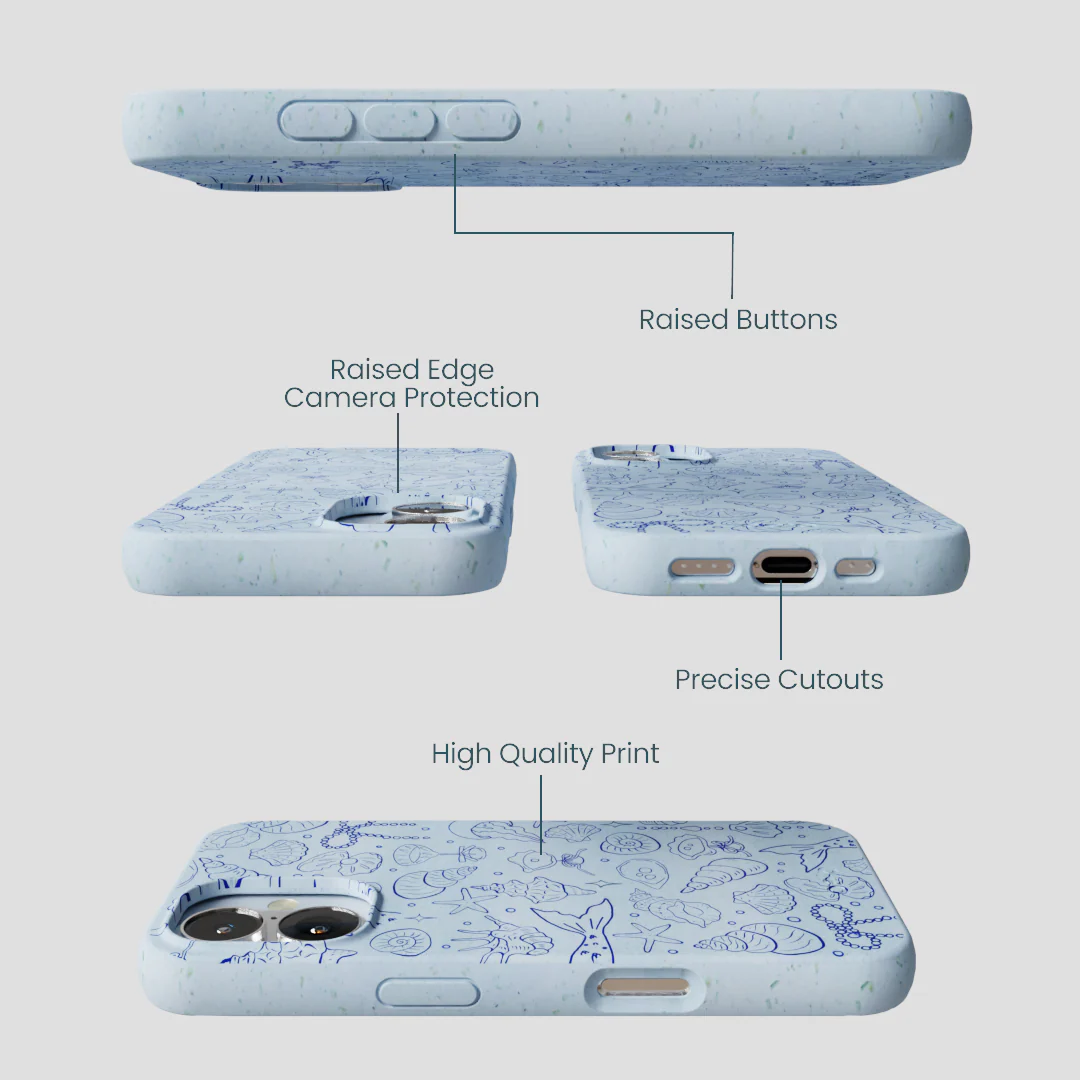 Powder Blue Ocean Charms iPhone 16 Case - Image 3