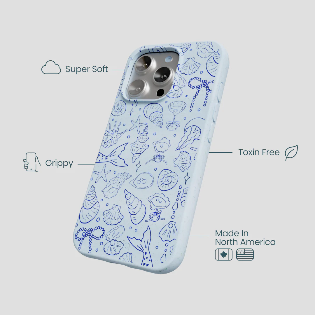 Powder Blue Ocean Charms iPhone 16 Pro Case - Image 4