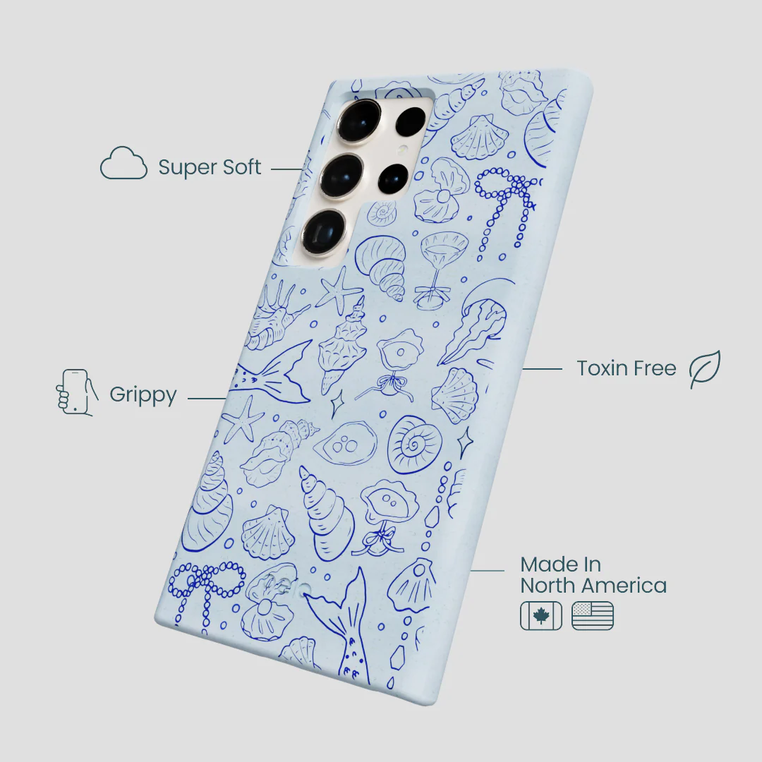 Powder Blue Ocean Charms Samsung Galaxy S24 Ultra Case - Image 4