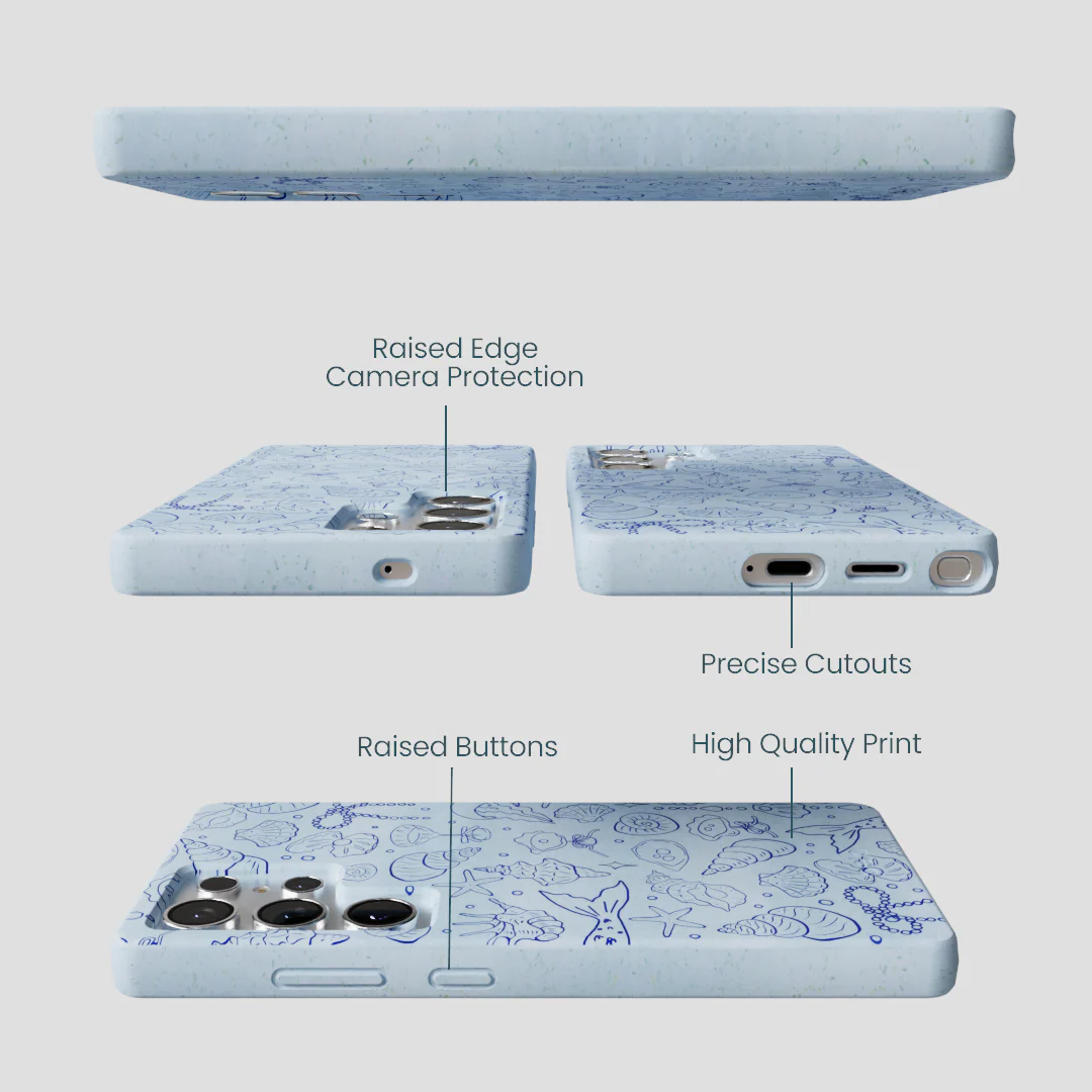 Powder Blue Ocean Charms Samsung Galaxy S25 Ultra Case - Image 3