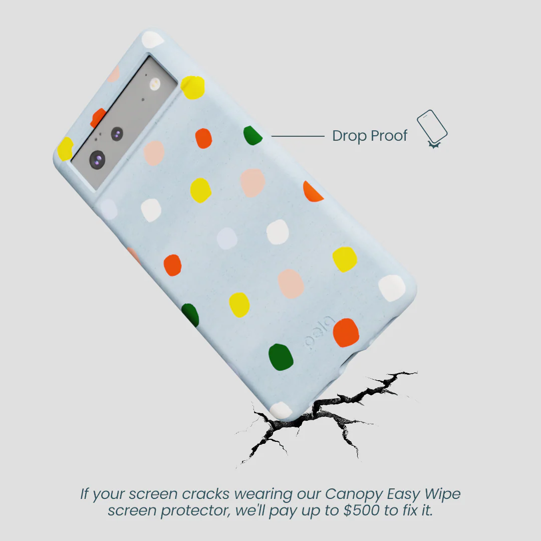 Powder Blue Rainbow Dots Google Pixel 6a Case - Image 5