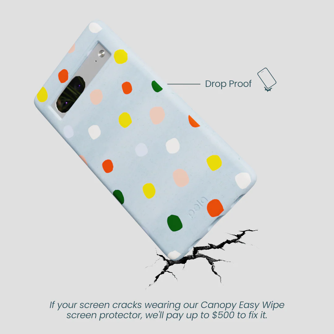 Powder Blue Rainbow Dots Google Pixel 7a Case - Image 5