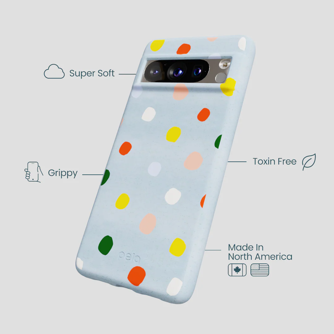 Powder Blue Rainbow Dots Google Pixel 8 Pro Case - Image 4