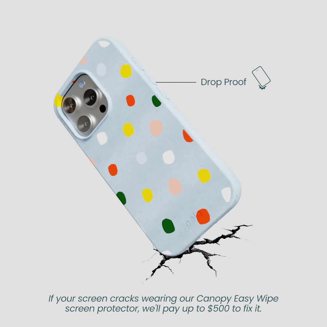 Powder Blue Rainbow Dots iPhone 16 Pro Case - Image 5