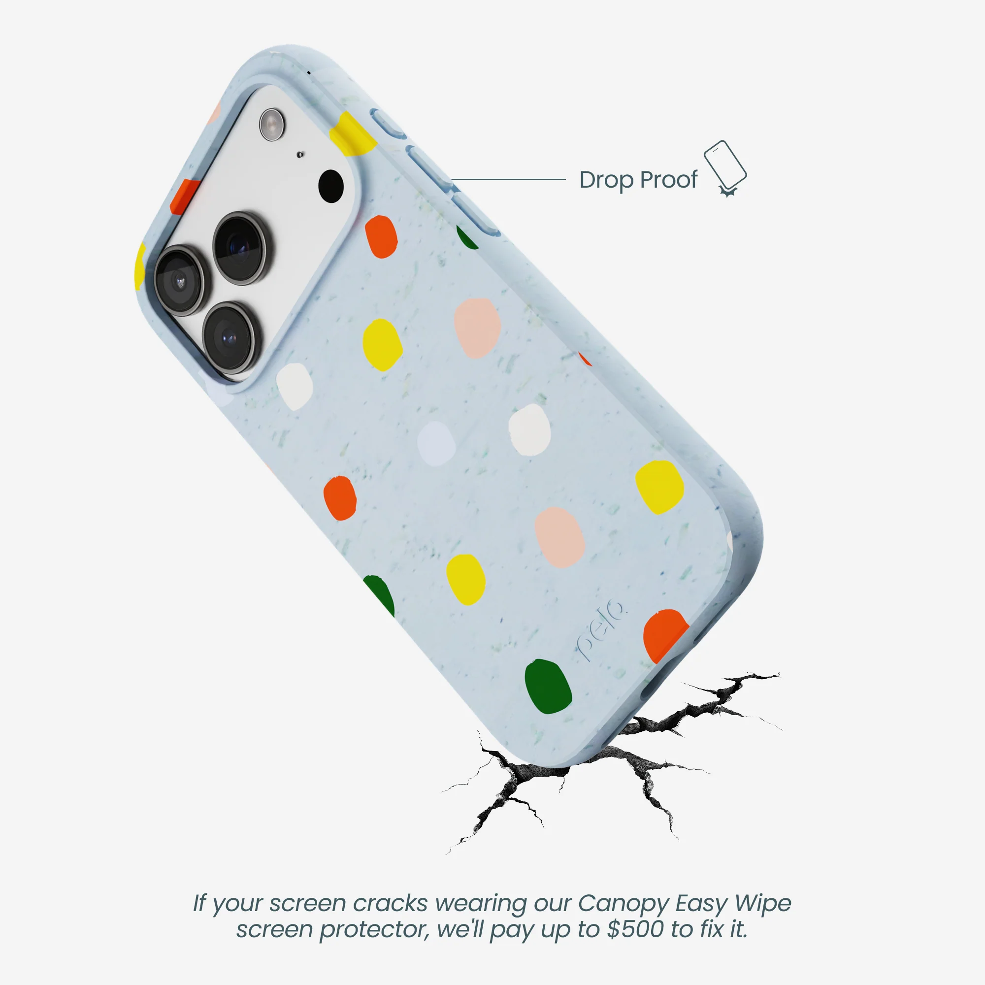 Powder Blue Rainbow Dots iPhone 17 Pro Case - Image 5