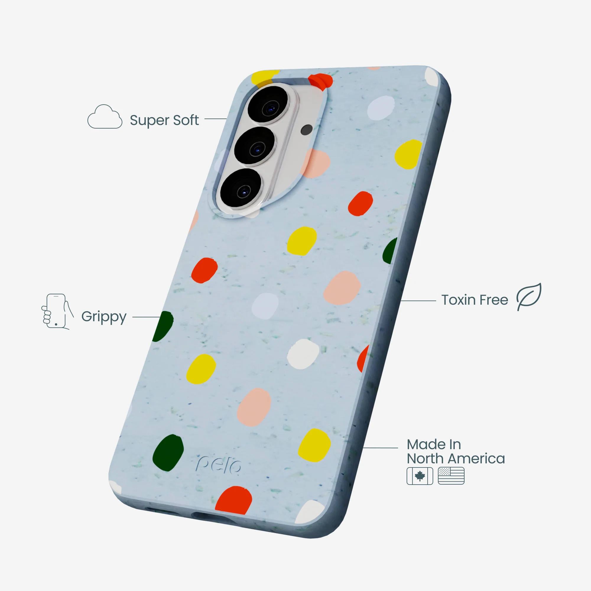 Powder Blue Rainbow Dots Samsung Galaxy S26 Case - Image 4