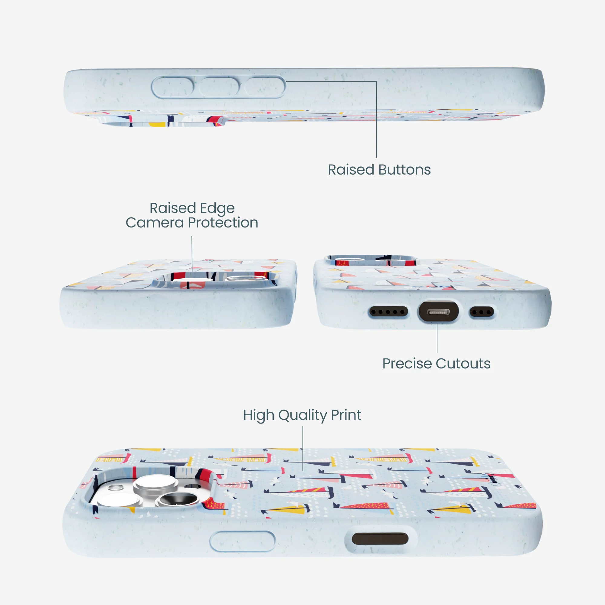 Powder Blue Sails and Seagulls iPhone 16 Pro Max Case - Image 3