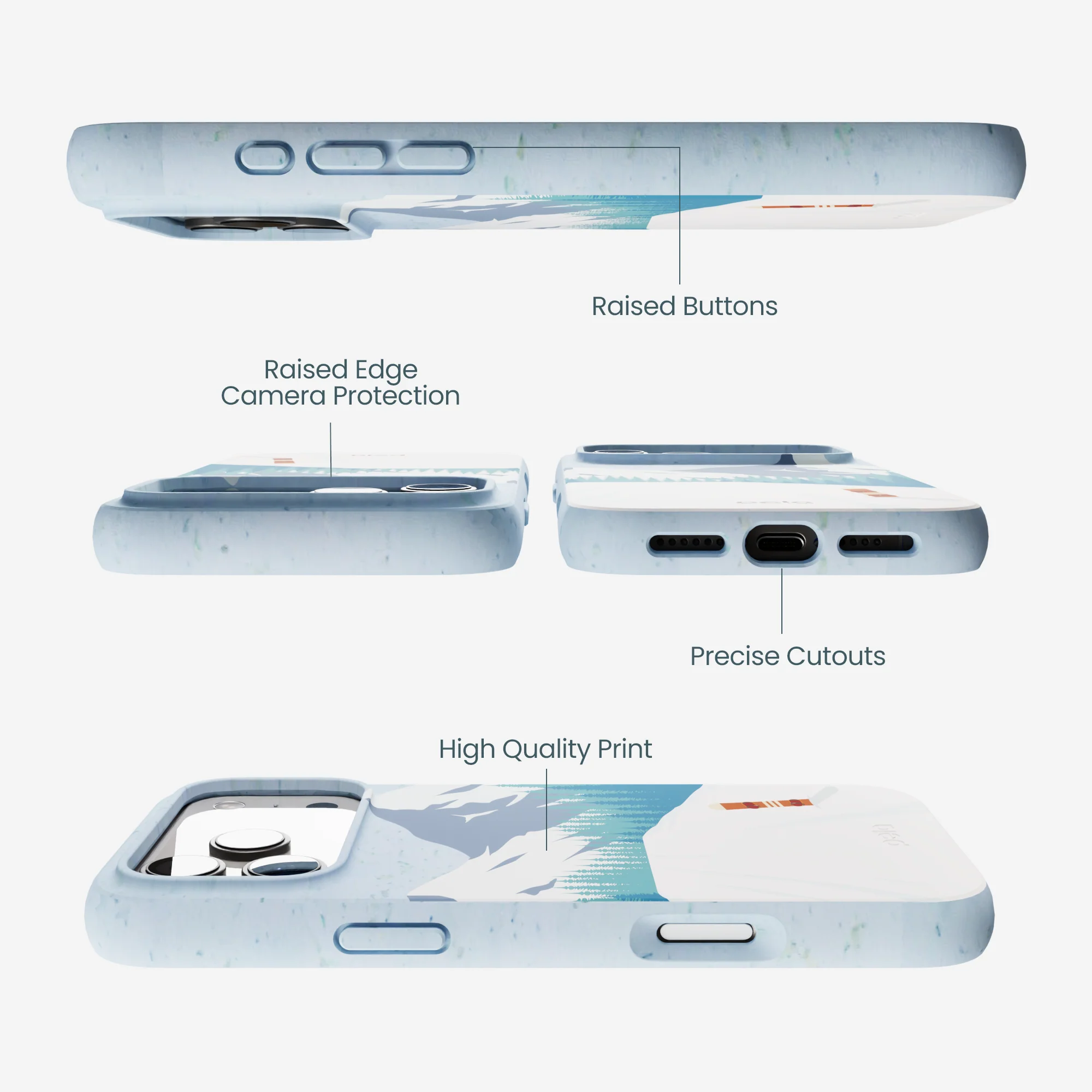 Powder Blue Shredding Peaks iPhone 17 Pro Max Case - Image 3