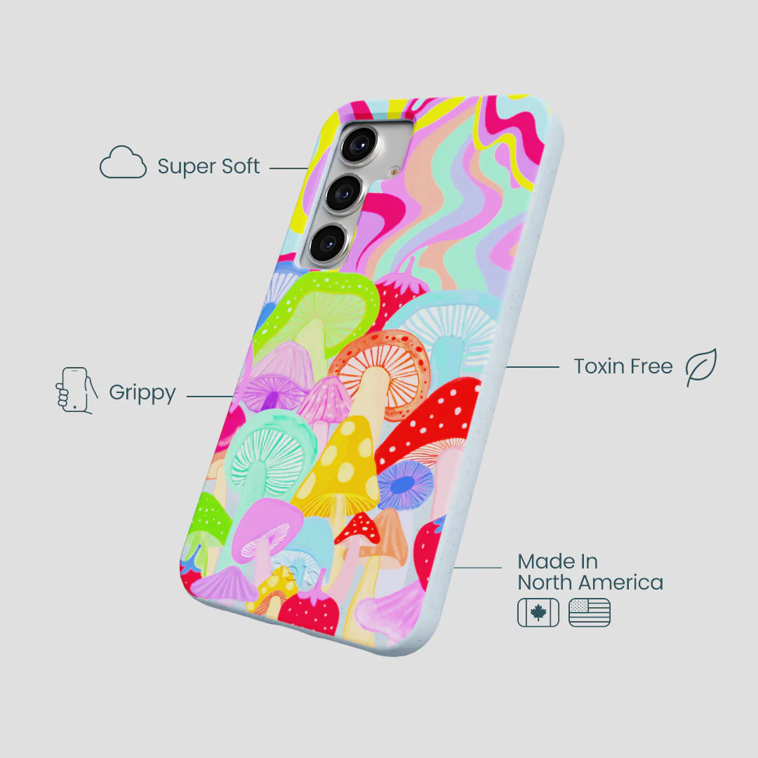 Powder Blue Shroom Spiral Samsung Galaxy S25 Case - Image 3
