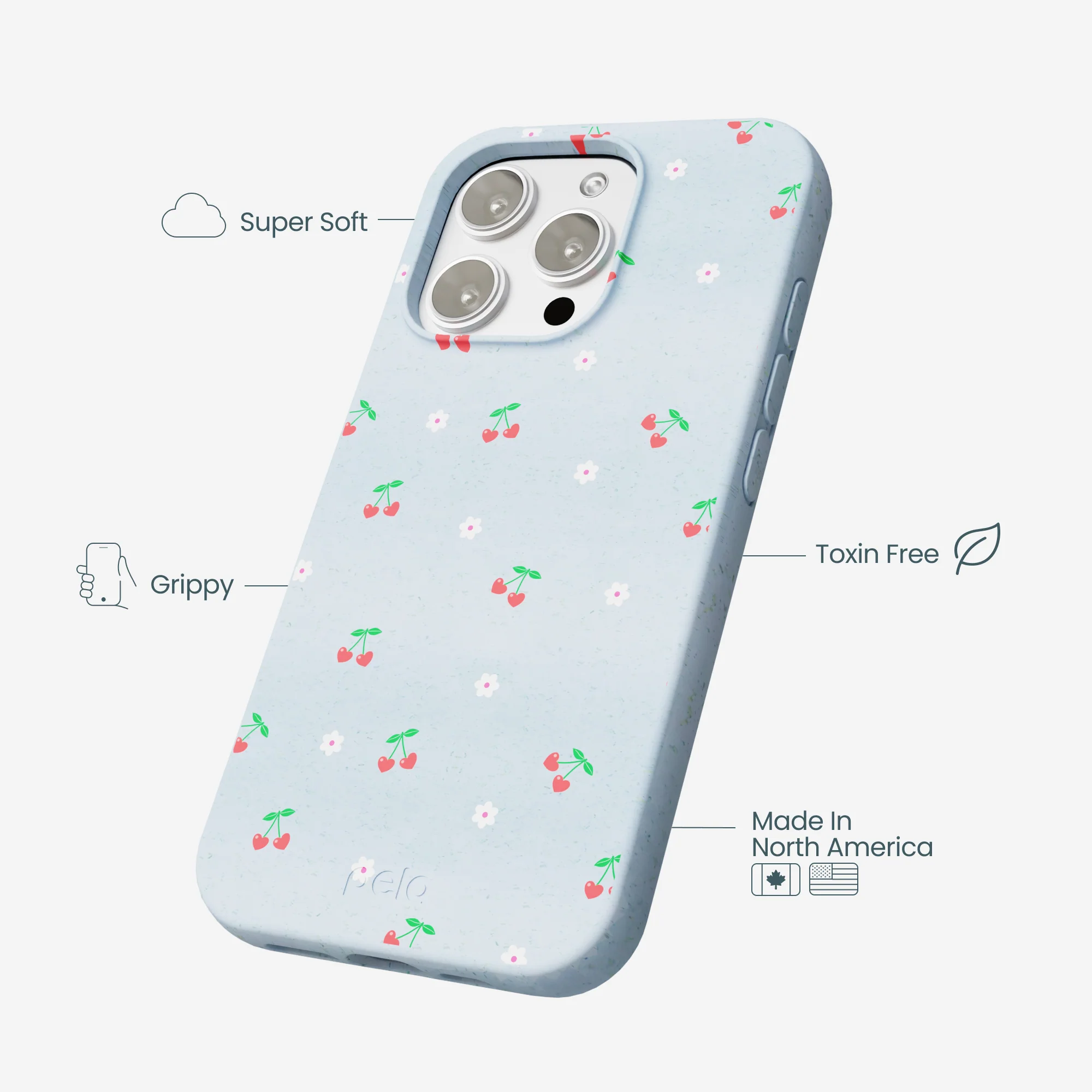 Powder Blue Sweet Cherries iPhone 16 Pro Max Case - Image 4