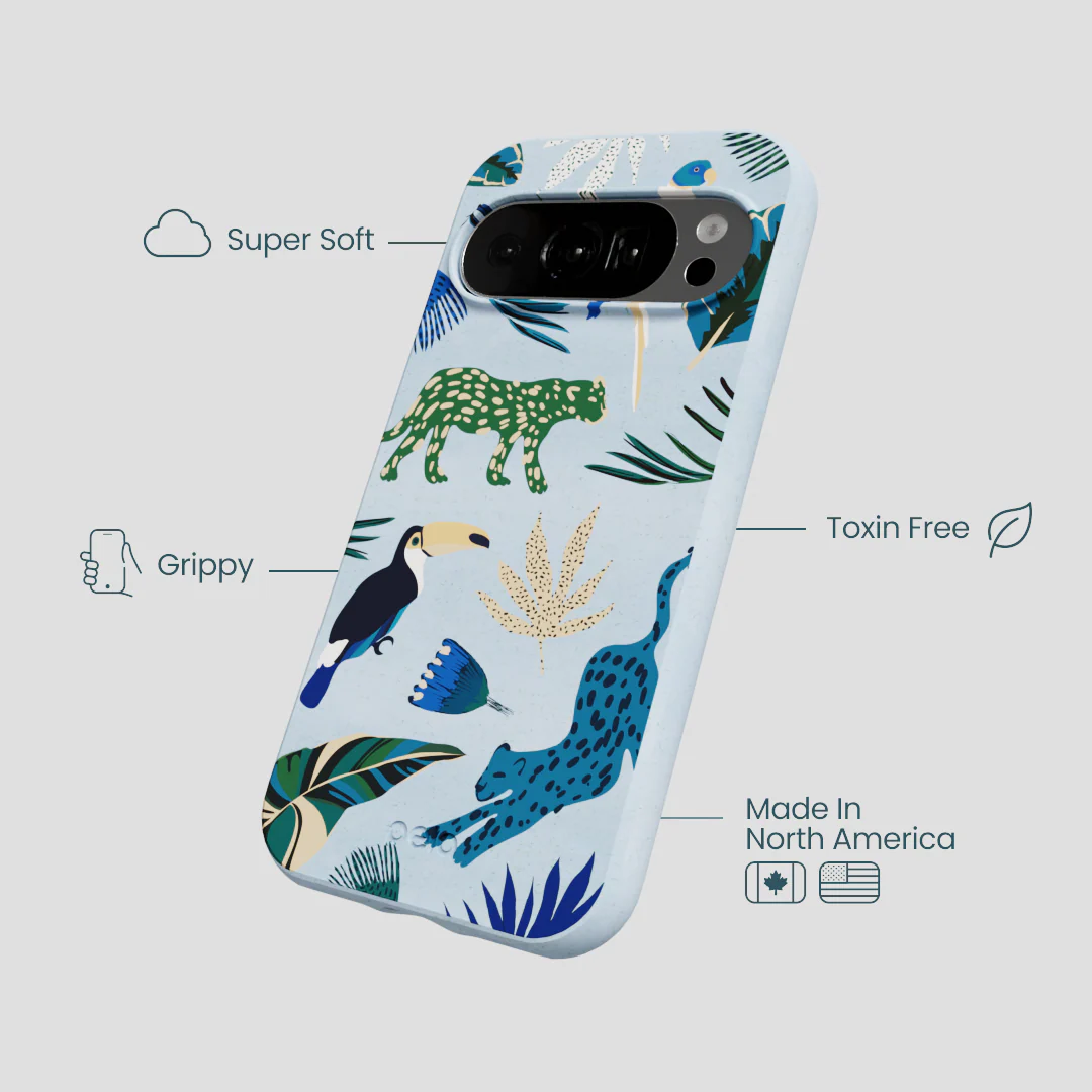 Powder Blue Tropical Rainforest Google Pixel 10/10 Pro Case - Image 4