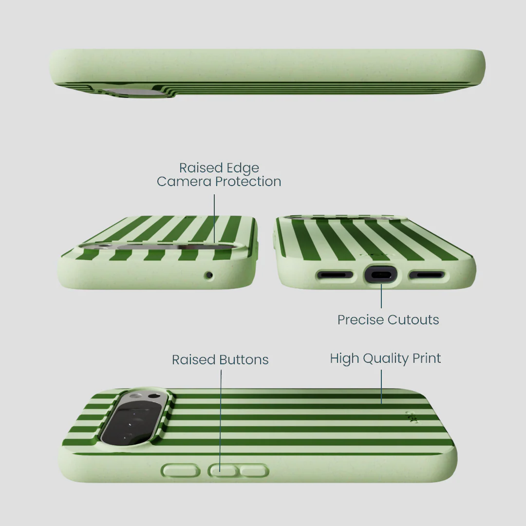 Sage Green Clover Stripes Google Pixel 10 Pro XL Case - Image 2