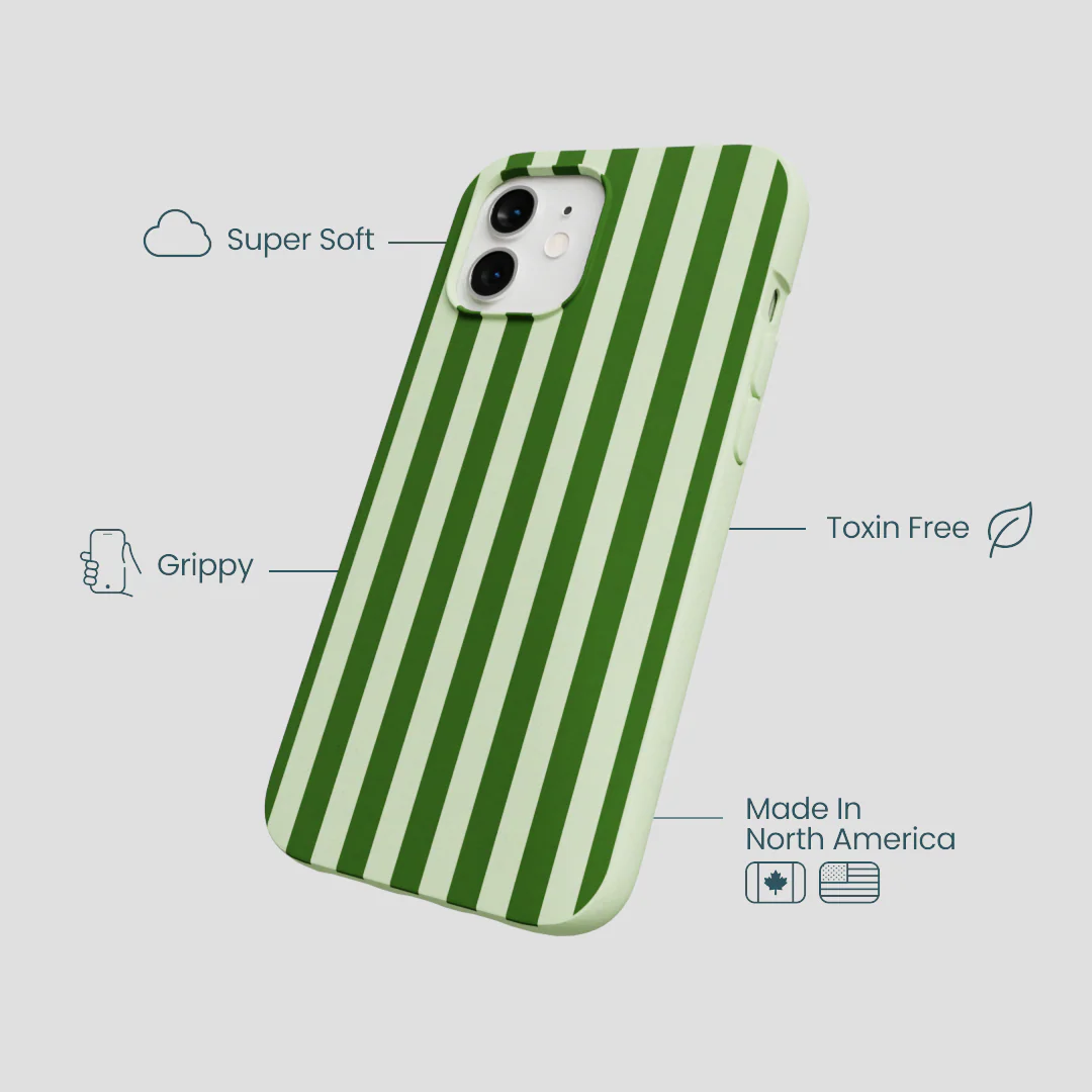Sage Green Clover Stripes iPhone 12/ iPhone 12 Pro Case - Image 4