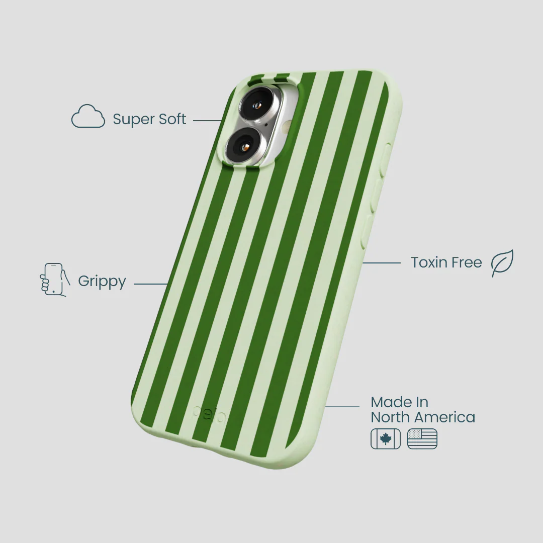 Sage Green Clover Stripes iPhone 16 Case - Image 4