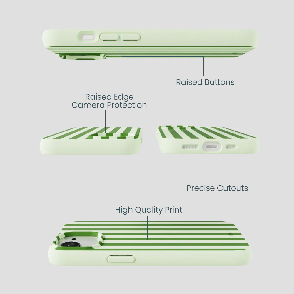 Sage Green Clover Stripes iPhone 16e/17e Case - Image 3