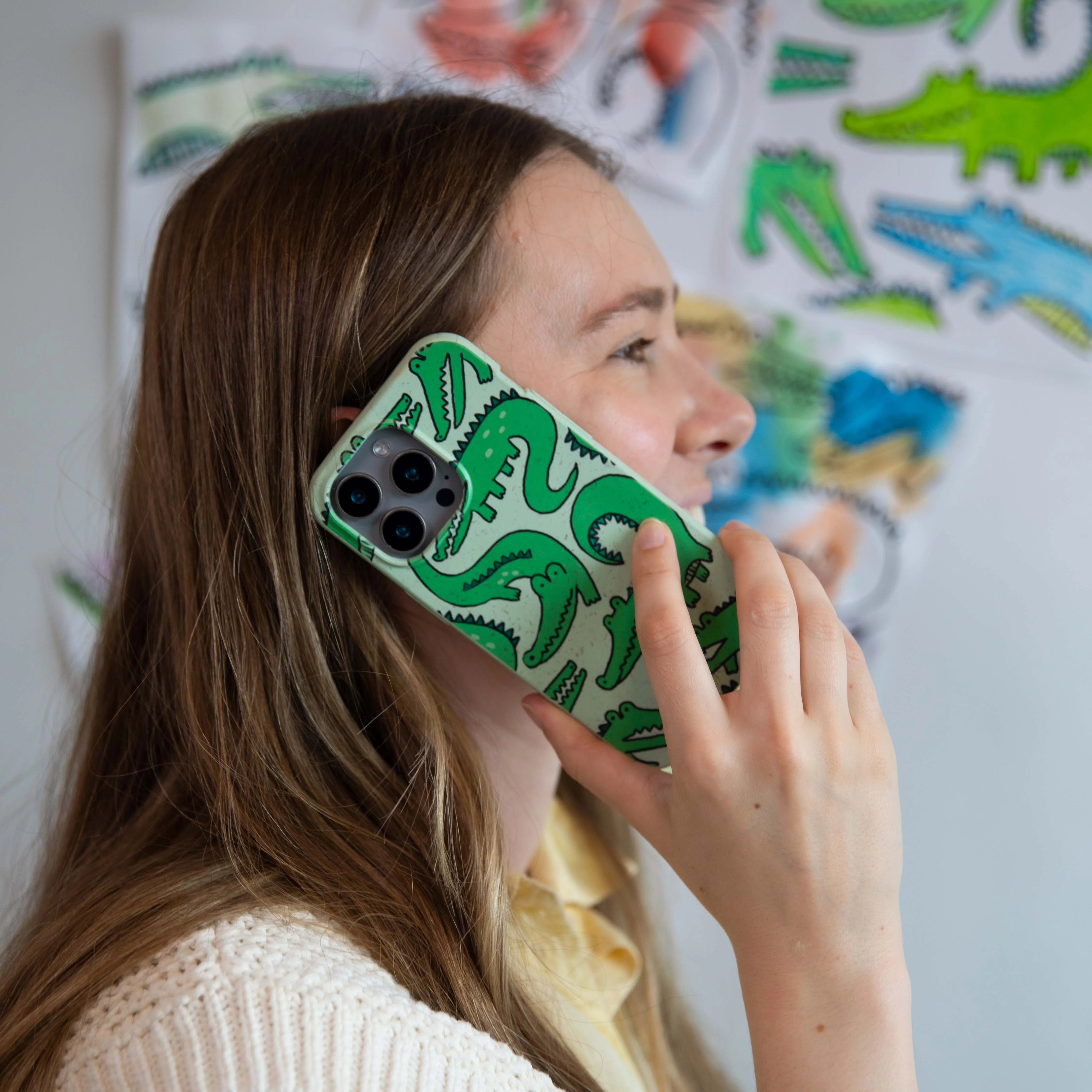 Sage Green Croc a Doodle Google Pixel 8 Case - Image 6