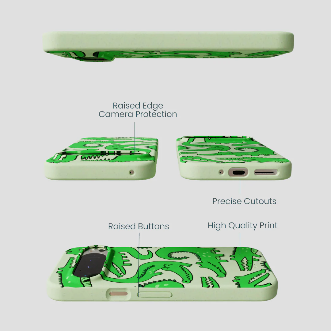 Sage Green Croc a Doodle Google Pixel 9/9 Pro Case - Image 3
