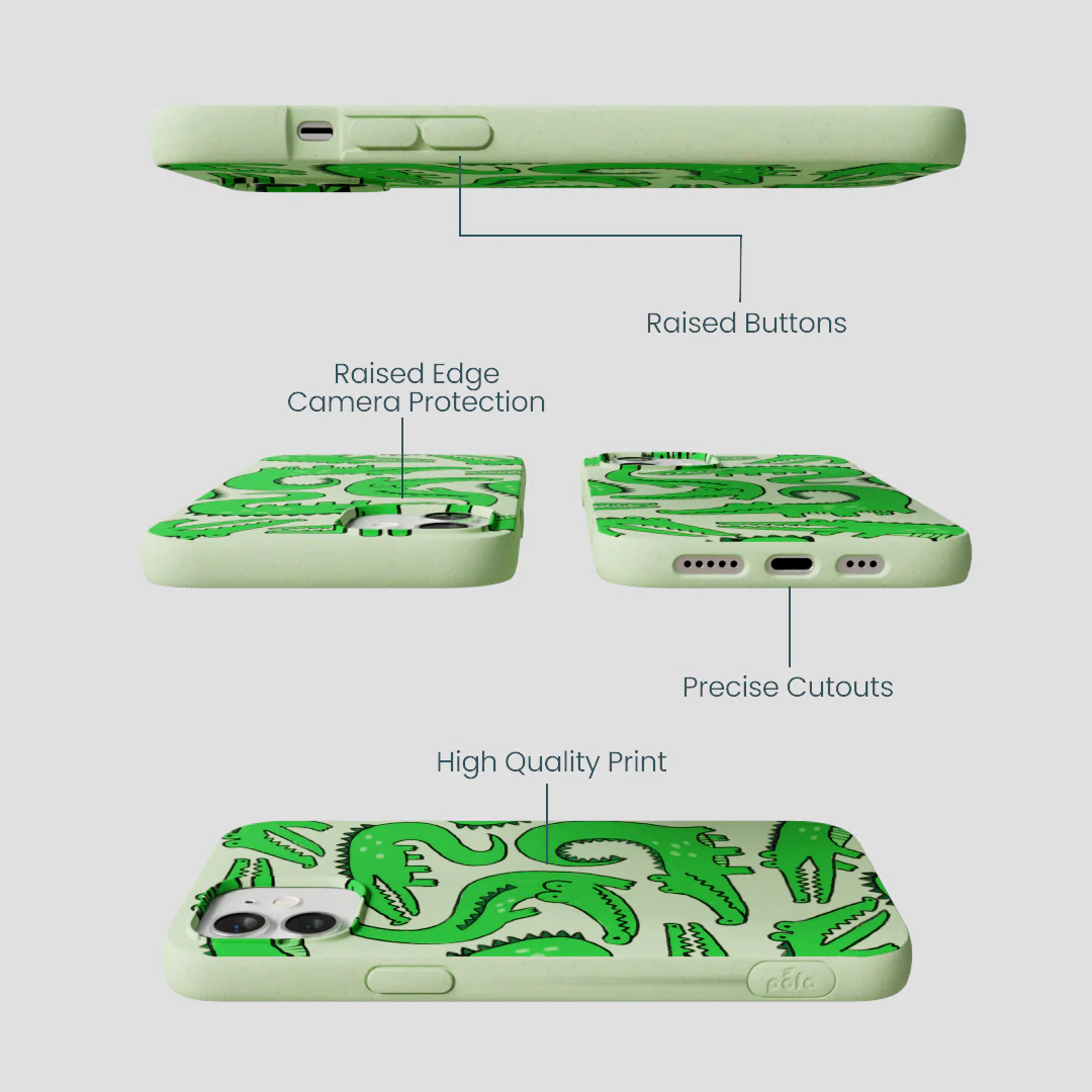 Sage Green Croc a Doodle iPhone 12/ iPhone 12 Pro Case - Image 3