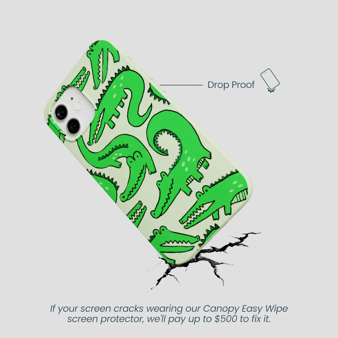 Sage Green Croc a Doodle iPhone 12/ iPhone 12 Pro Case - Image 5