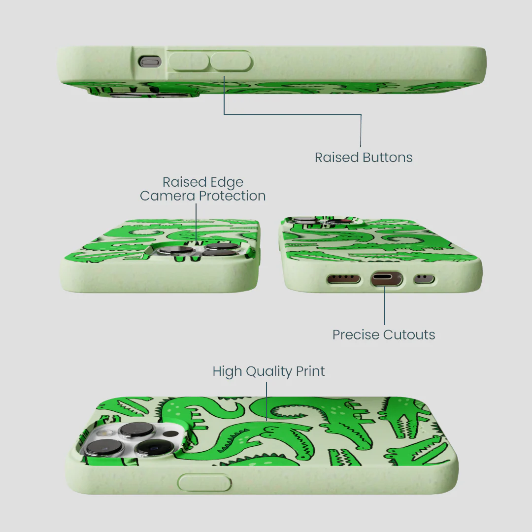 Sage Green Croc a Doodle iPhone 13 Pro Max Case - Image 3