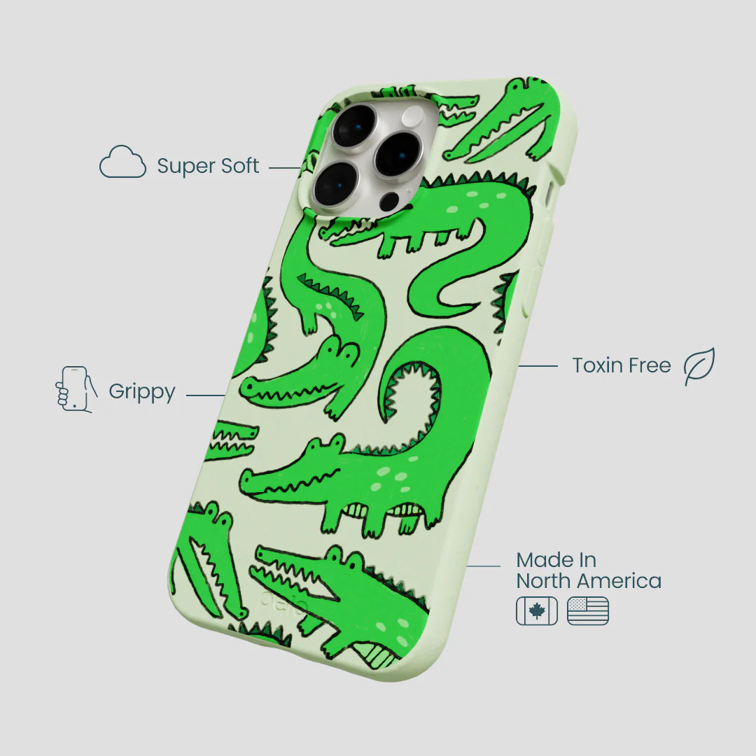 Sage Green Croc a Doodle iPhone 15 Pro Max Case - Image 4