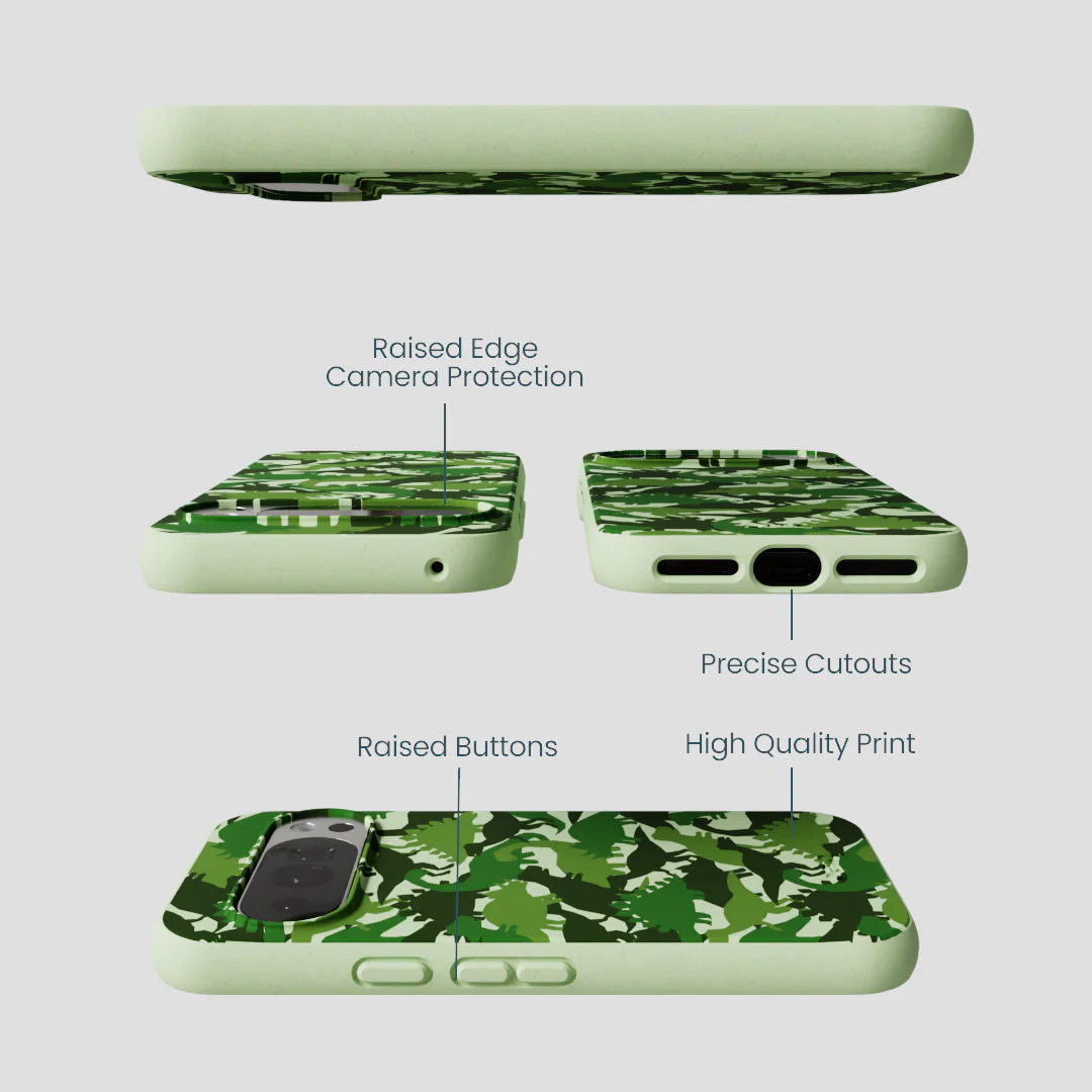 Sage Green Dino Camo Google Pixel 10/10 Pro Case - Image 2