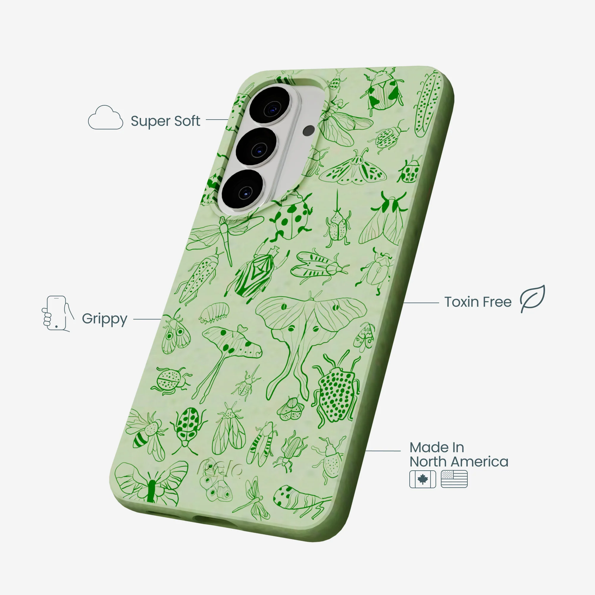 Sage Green Linear Entomology Samsung Galaxy S26 Case - Image 3