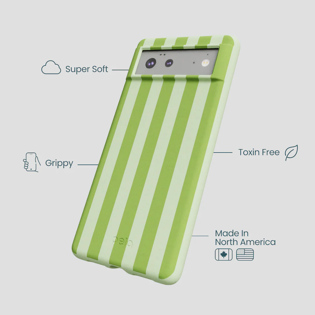 Sage Green Meadow Stripes Google Pixel 6a Case - Image 3