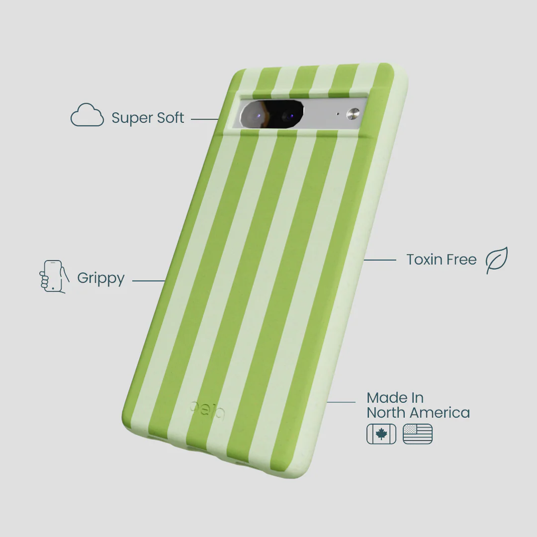 Sage Green Meadow Stripes Google Pixel 7a Case - Image 3