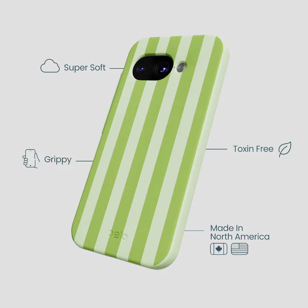 Sage Green Meadow Stripes Google Pixel 9a Case - Image 3