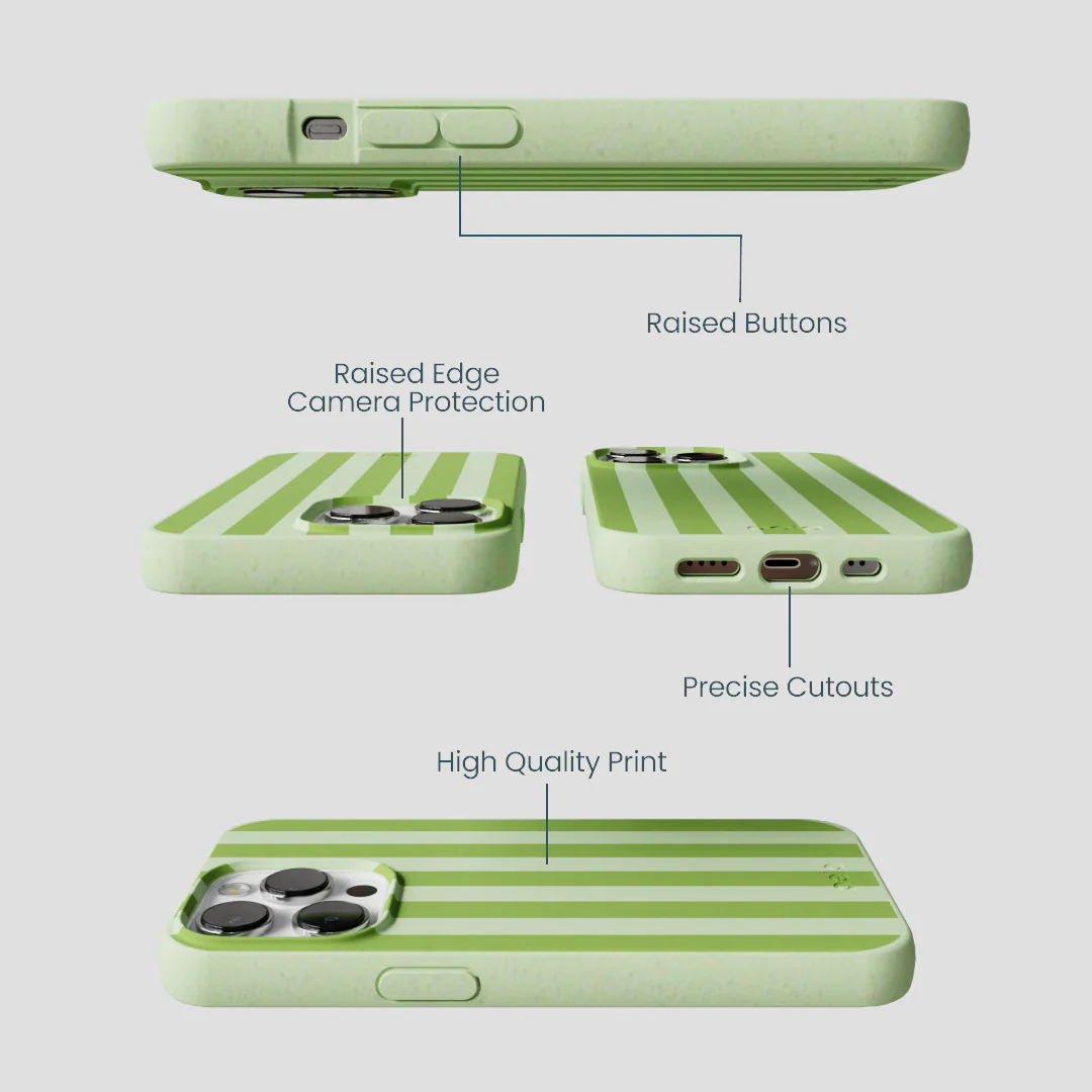 Sage Green Meadow Stripes iPhone 13 Pro Case - Image 3