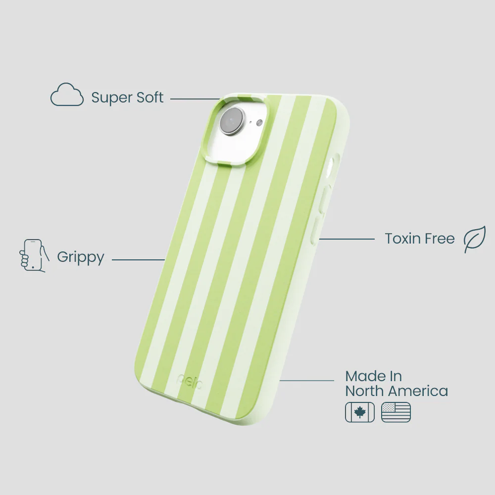 Sage Green Meadow Stripes iPhone 16e/17e Case - Image 4