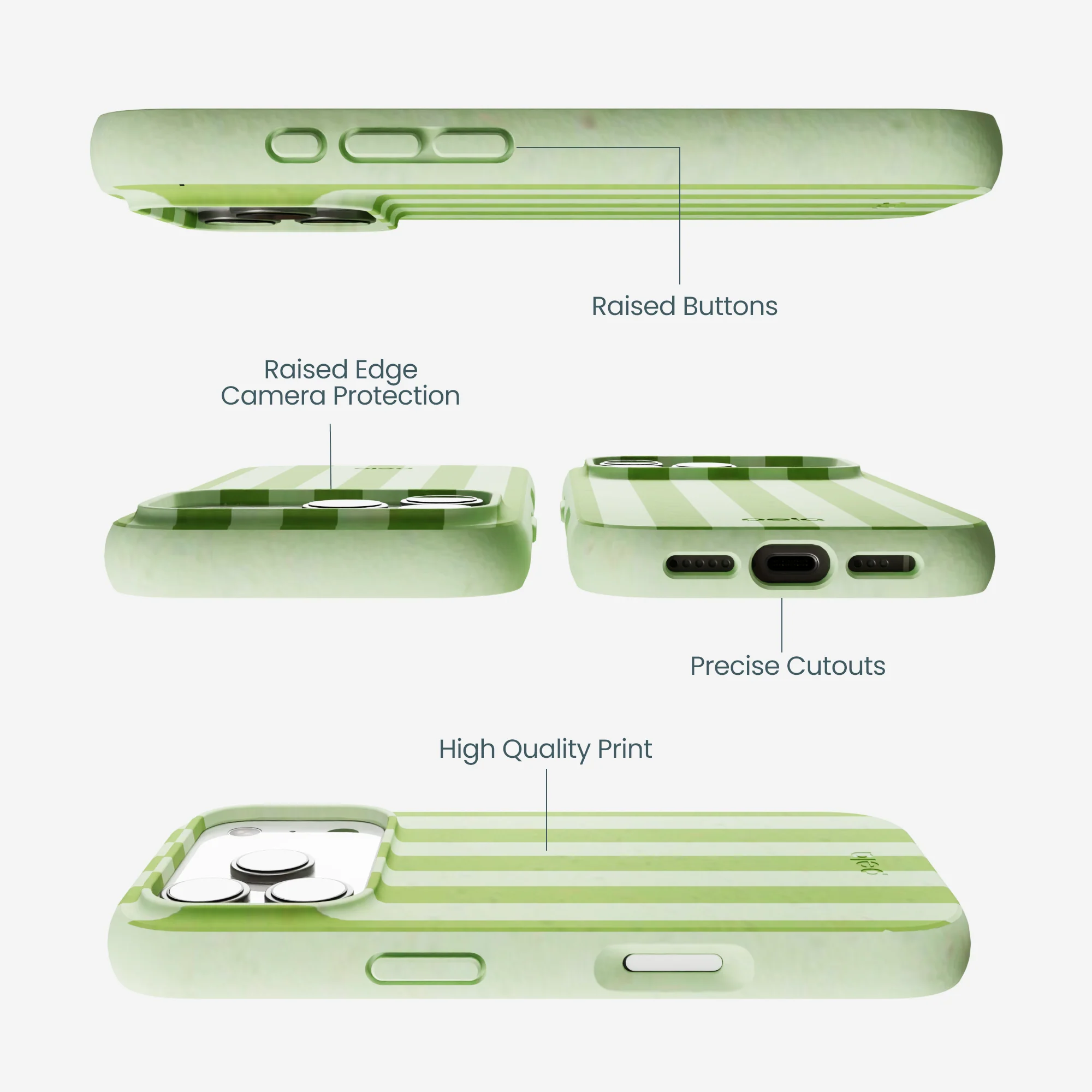 Sage Green Meadow Stripes iPhone 17 Pro Case - Image 3
